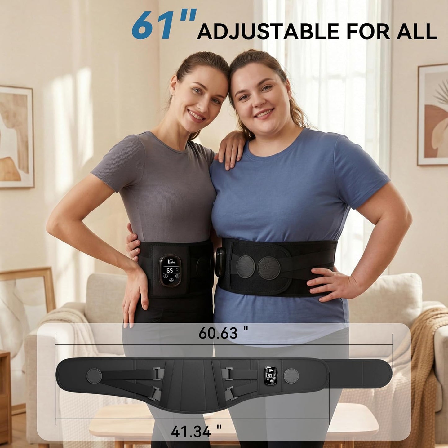 Cordless Portable Heating Pad with Massager for Back Pain Relief,5000mAh Rechargeable Lower Back Massager with 3 Heat 3 Vibration,Wireless Heating Pad for Cramps,Back Support Heat Massage Belt