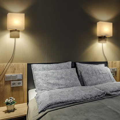 Vrisa Wall Sconces Wall Lamps for Bedrooms Set of 2 Plug in Bedside Lights Wall Mounted with USB Ports Outlet Wall Light Fixtures for Bedroom Living Room Black (2 Bulbs Included)