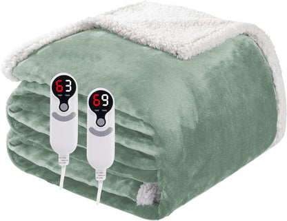Soypipo Electric Heated Throw Blanket 50"x60", Faux Fur Plush with 4 Heat Settings & 2/4/8/10H Auto Shut-Off, Overheat Protection, Machine Washable, for Office & Chair, Dark Grey