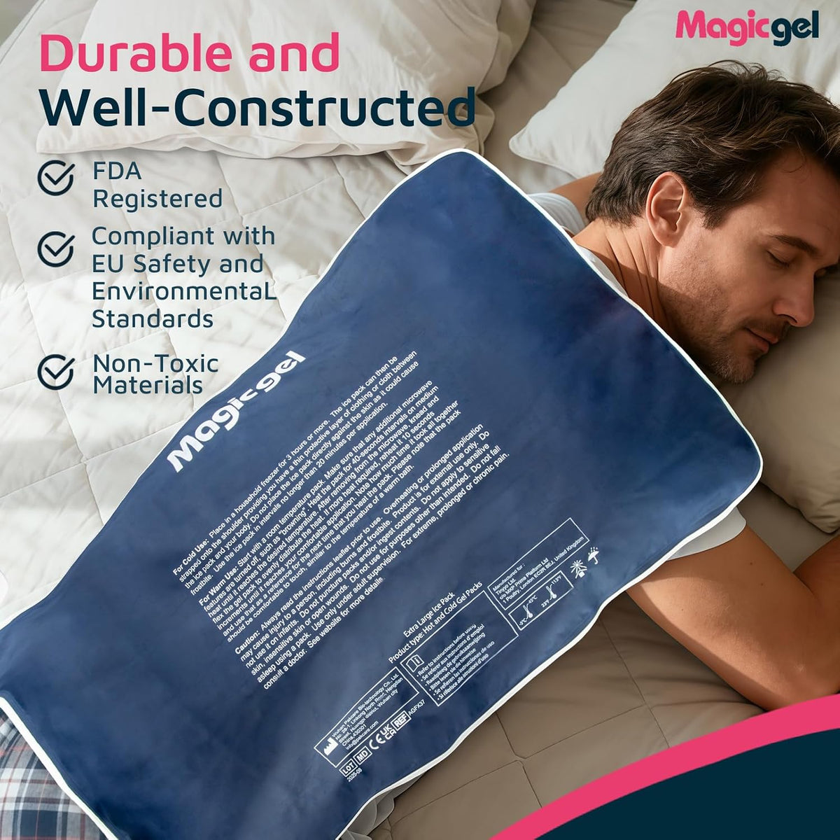 Extra Large & Reusable Ice Pack (15 x 23.5 inches, XL) for Maximum Back and Full Body Pain Relief from Injuries, Swelling, Bruises, Sprains | Ice Blanket for Sleeping & Physical Therapy | By Magic Gel