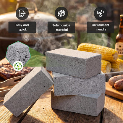 XUDAKAIXIN Grill Cleaning Bricks with Handle, Pumice Griddle Cleaning Stone Removing Stains for Grill,Plattop Griddle,Sink,Cookwares,Floor,Countertop(3-Pack with Handle)