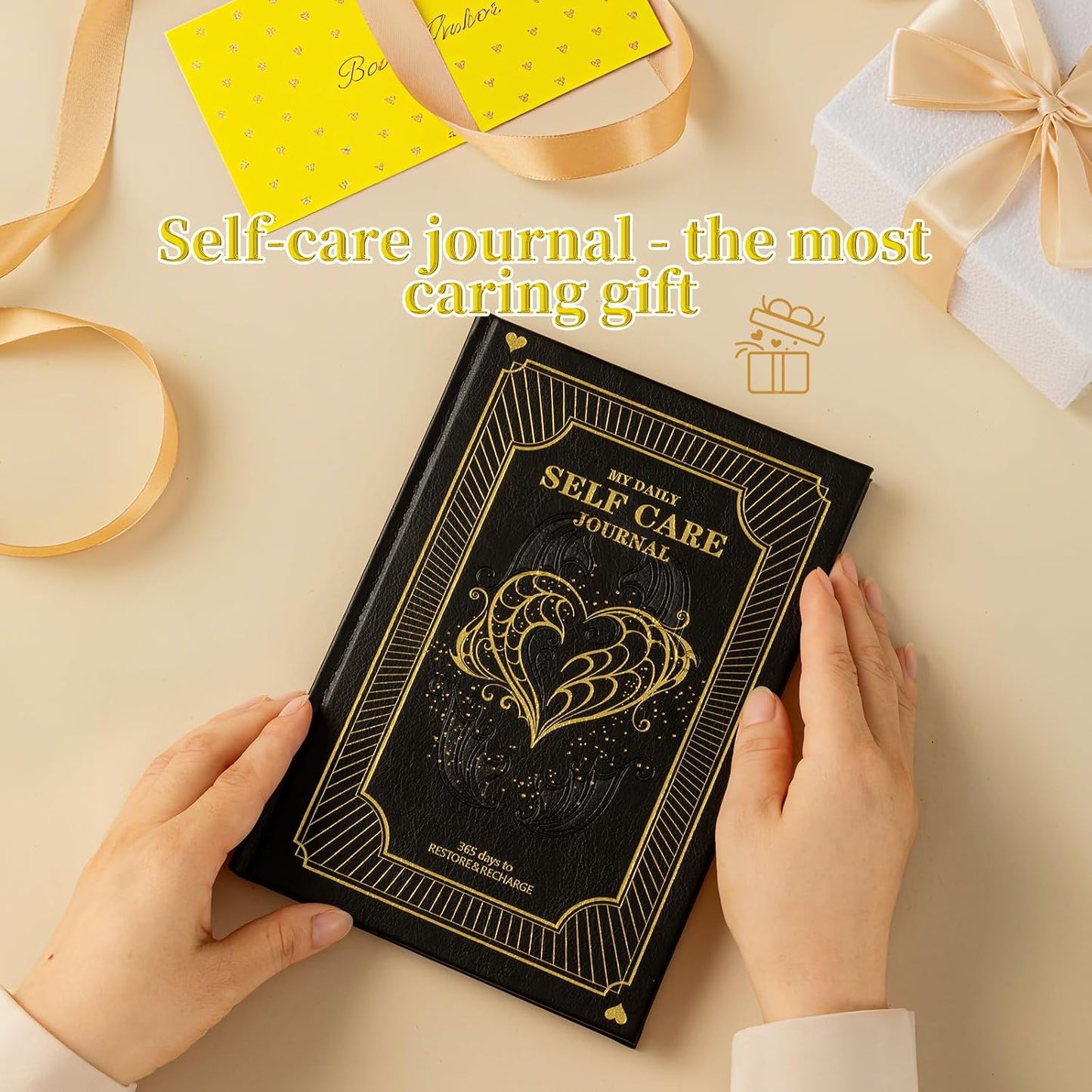 Self-Care Journal for More Happiness, Optimism, Affirmation & Reflection, Gratitude Journal with Guided Prompts, Inspirational Quotes, Mood Tracker, Undated Daily Journals for Women & Men (Pink)