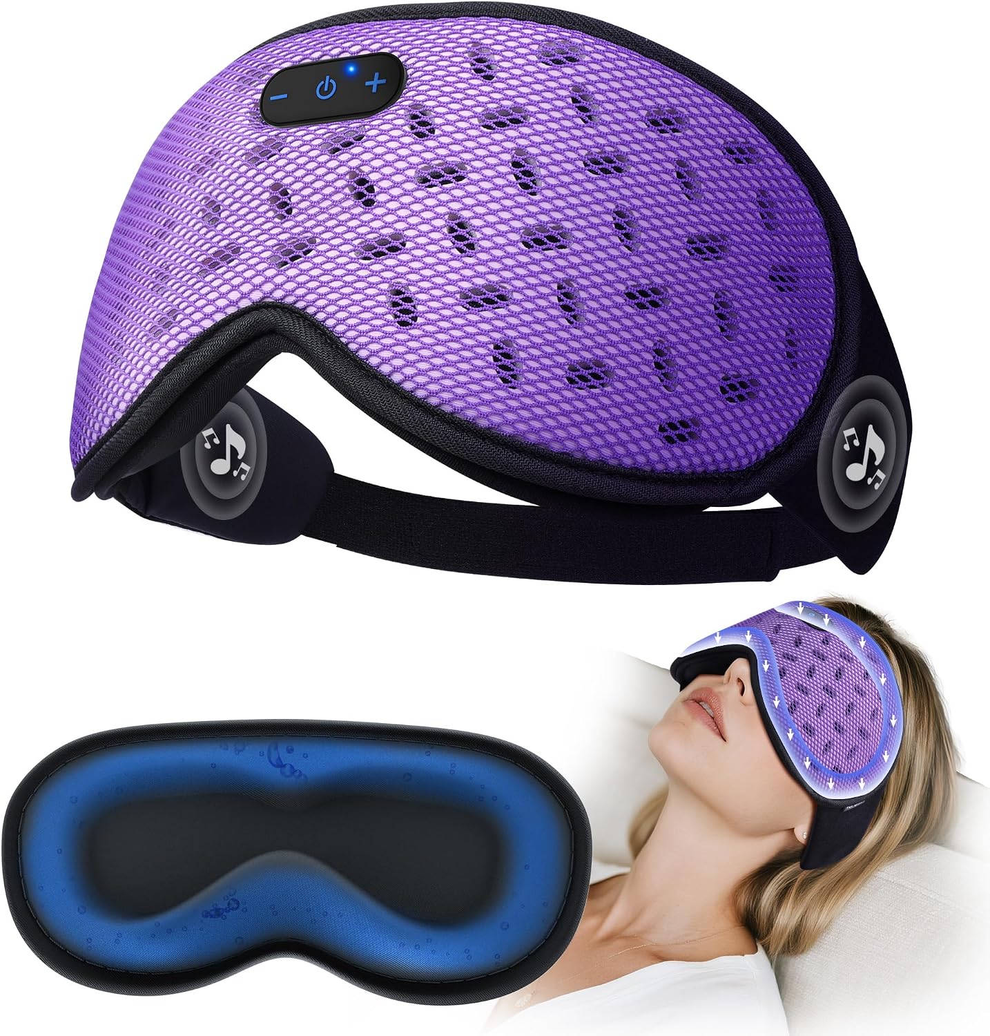 Sleep Mask Headphones Bluetooth 5.4 with 3D Removable Hot Cold Compress, TOPOINT Weighted Eye Mask Blackout Soft Cooling Breathable for Women Men Deep Sleep Relax Tired Office Travel