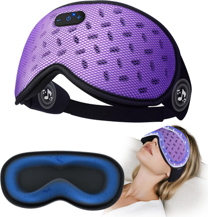 Sleep Mask Headphones Bluetooth 5.4 with 3D Removable Hot Cold Compress, TOPOINT Weighted Eye Mask Blackout Soft Cooling Breathable for Women Men Deep Sleep Relax Tired Office Travel