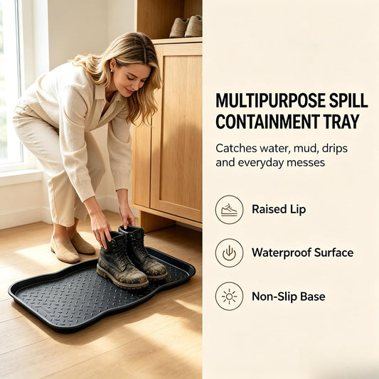 Boot Trays, Waterproof Shoe Mats for Entryway Indoor | Multi-Purpose Trays for Boots, Shoes, Garden, 28×14.5 Inch