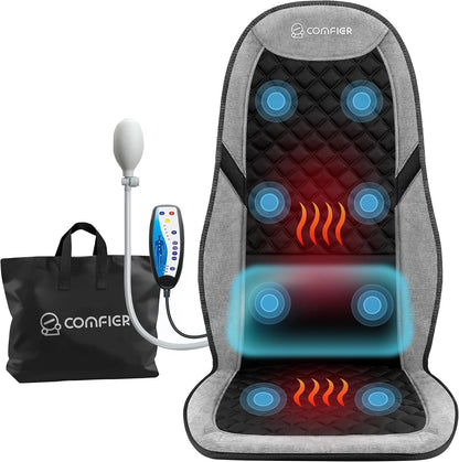 COMFIER Back Massager with Heat,Massage Chair Pad,Massage Seat Cushion with Adjustable Lumbar Support,Back Massage for Pain Relief,Chair Massager for Recliner,Gifts for Women Men Mom Dad