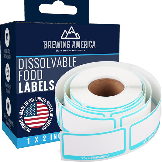 Dissolvable Food Labels for Food Containers - 250qty Made in USA - 1x2 Inches - Wash-Off Labels for Meal Prep, Pantry, Freezer and Mason Jars – No Scrubbing, No Residue - Teal