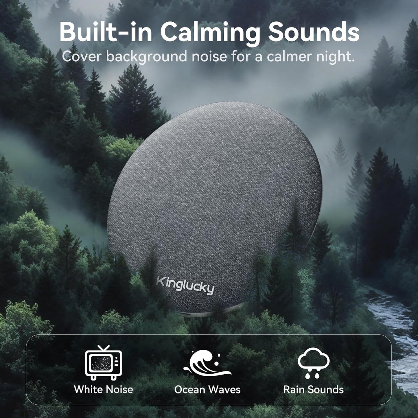Kinglucky X50 Pillow Speaker for Sleeping, Built-in White Noise Sound Machine Pink Noise for Sleeping, Auto-Off Timer Portable Bluetooth Speaker Under Pillow Rechargeable for Side Sleeper, Blue