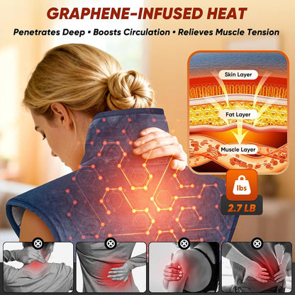 Heating Pad for Shoulder and Back, Electric Graphene-Infused Weighted Heat Pads for Pain Relief, 35"x24" Large Full Body Heated Pad, 86°F-158°F Auto-Off, Birthday Gifts for Women, Men, Mom, Dad
