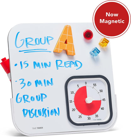 TIME TIMER MOD with Dry Erase Board — 60-Minute Visual Countdown Timer with Magnetic Whiteboard — for Notes, Chores, Classroom and Office Reminders, Visual Schedules, for Kids and Adults (Orange)