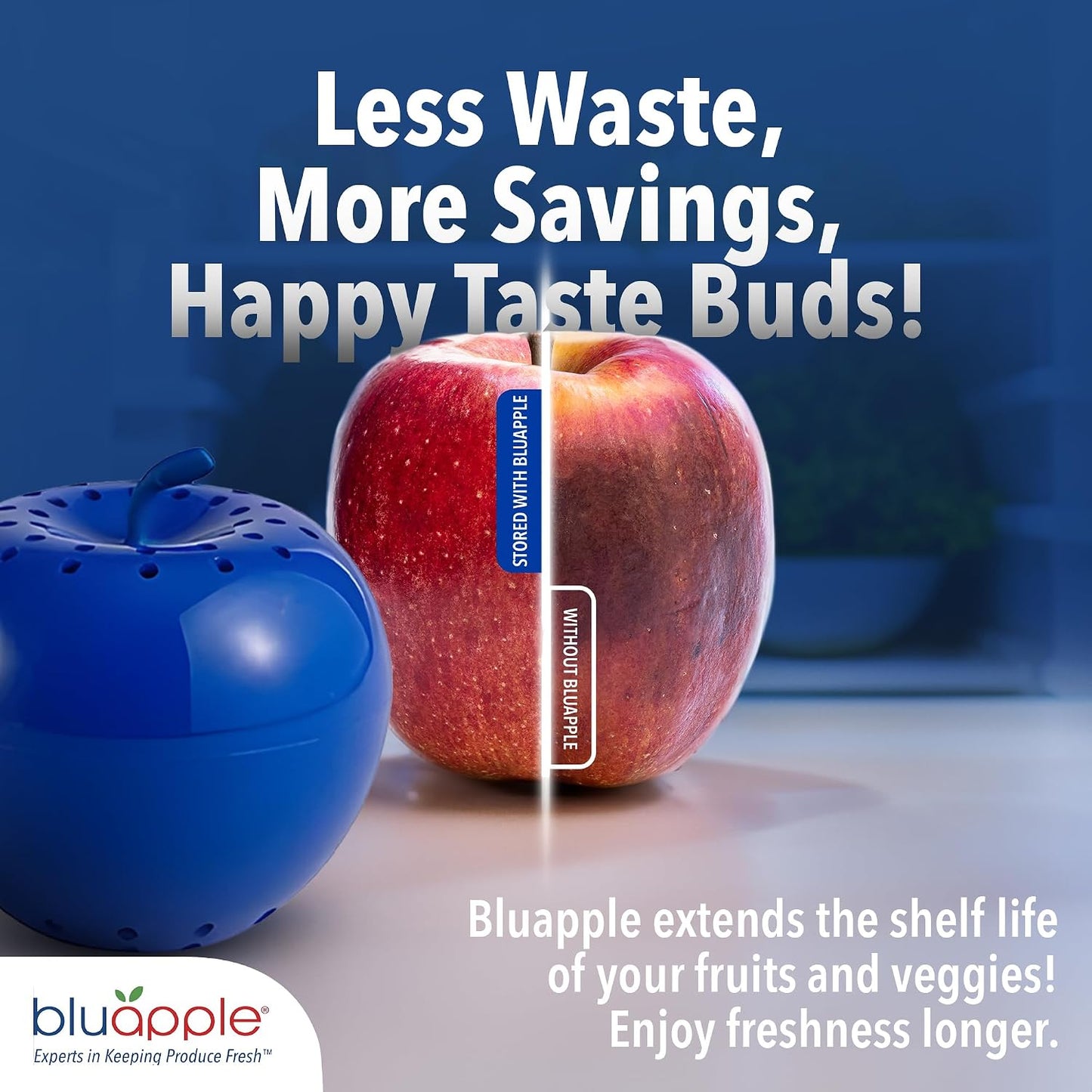 Bluapple Produce Saver Ethylene Gas Absorber - Fresh Fruit & Vegetable Storage for Refrigerator Crisper, Shelves & Fruit Bowls, Produce Keeper, Fruit Saver, Kitchen Must Haves, BPA-Free - 2-Pack