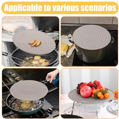 Tioncy 3 Pcs 12.6 Inch Silicone Splatter Screen for Frying Pan Grease Splatter Collapsible Guard Heat Resistant Multi Use for Baking and Cooking(Black)