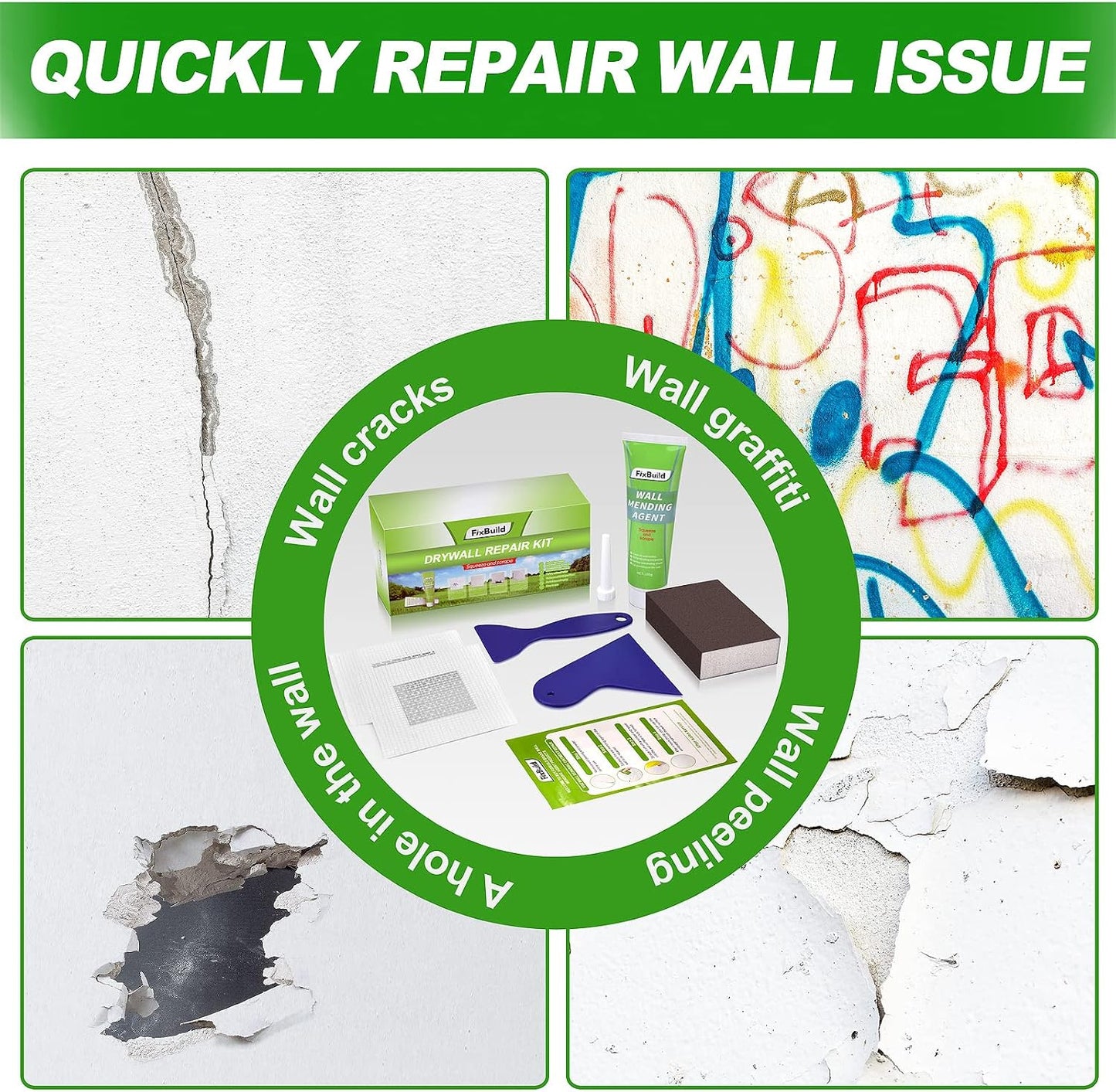 Drywall Repair Kit, 13 Piece Aluminum Wall Repair Patch Kit, 2/4/6/8 inch Aluminum Drywall Patch, Quick Fix Plaster