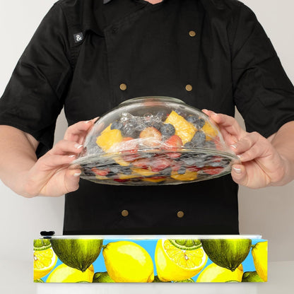 Chicwrap Veggies Refillable Plastic Wrap Dispenser - Includes One 12" x 250' Roll of Professional Grade Plastic Wrap - BPA Free and Kosher Certified - Reusable Dispenser w/Slide Cutter | Reusable Plastic Wrap Dispenser with Four Non-Slip Rubber Feet and
