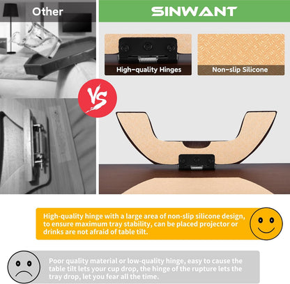 Couch Arm Tray,Bamboo Sofa Clip on Side Table,Foldable Couch Armrest Table with 360°Rotating Phone Holder,Anti Slip Food Trays for Eating/Drinks/Snacks/Remotes 15.35" x 9.85"
