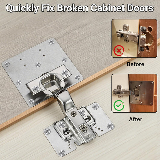 24 Pcs Cabinet Hinge Repair Plate, Stainless Steel Door Hinge Repair Kit with Fixing Screw, Cabinet Replacement Plate Kit for Cupboard, Locker, Doors