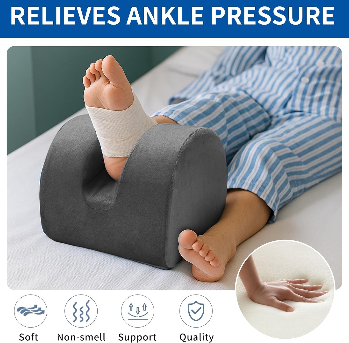 Eiury Knee Replacement Pillow for Post-Op Leg Elevation & Extension Support – Heel-Lift Wedge for Lower-Limb Alignment and Comfortable Rest