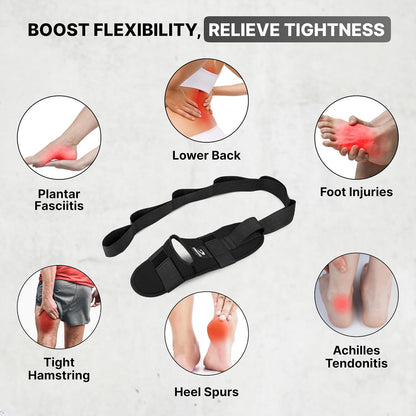 DMoose Fitness Foot & Calf Stretcher with Adjustable Padded Stretching Strap for Plantar Fasciitis, Hamstring, Heel Spurs and Achilles Tendonitis Relief - Yoga Leg Stretch Strap for Flexibility