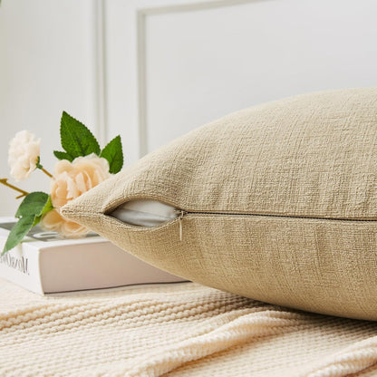 GAWAMAY Lumbar Support Pillow Decorative Rectangle Throw Pillow Covers 12"x20" Inch Set of 2, Soft Chenille Fall Pillowcase for Living Room Bedroom Sofa Couch Cushion Cover Grey 30x50cm (No Insert)