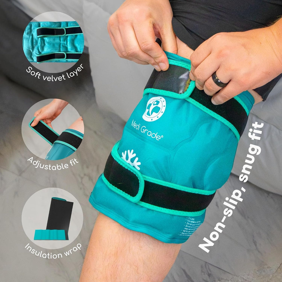 Medi Grade Knee Ice Pack Wrap, Reusable Ice Pack for Knee Pain and Surgery