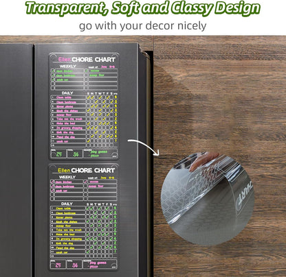 JJPRO Non-Magnetic Dry Erase Calendar for Fridge, Monthly Calendar, Weekly Planning Board Bundle for All Smooth Surfaces. Clear Reusable Calendar Stick to Fridge,Cabinet,Door&Glass