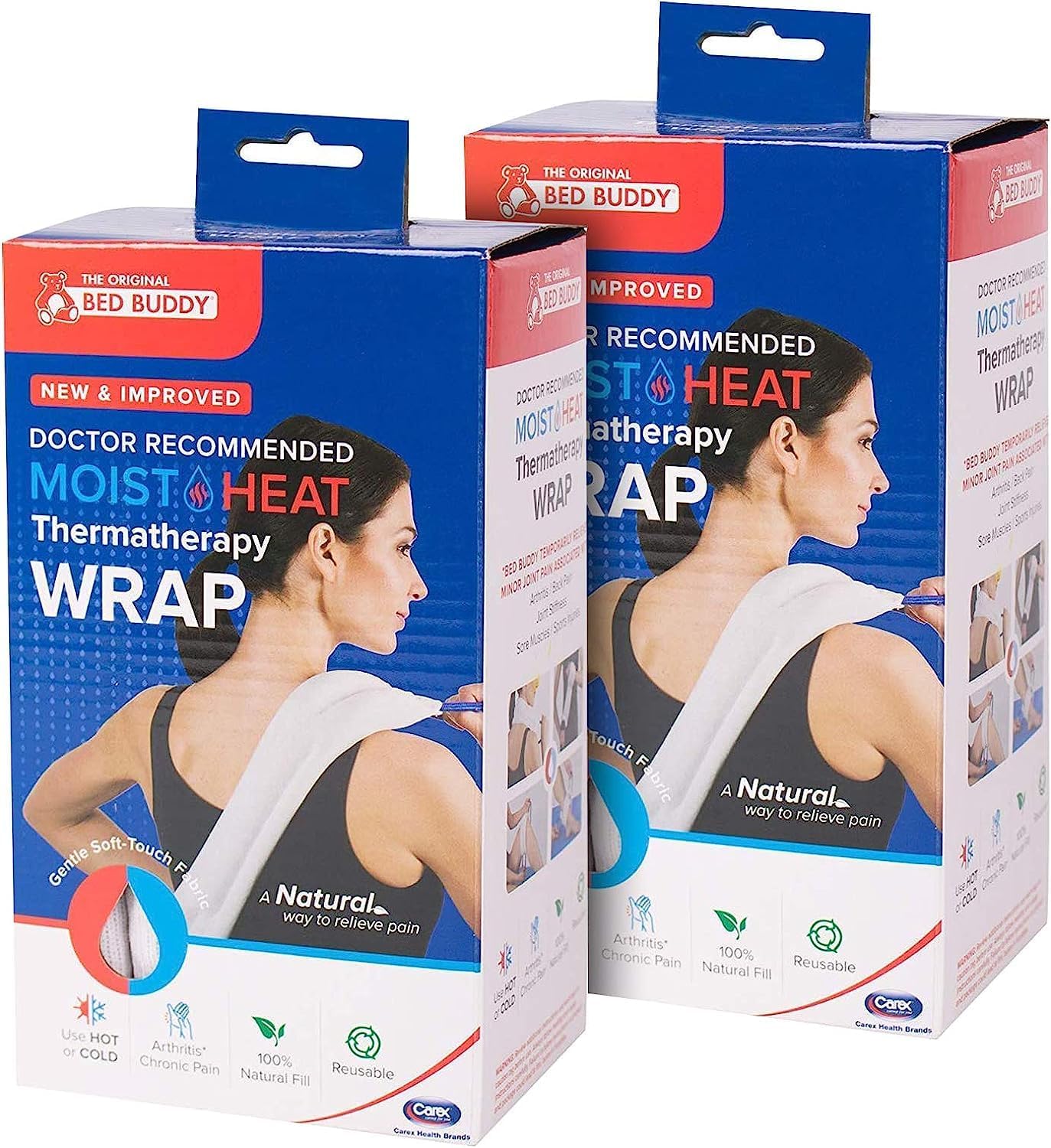 Bed Buddy 2-Pack Microwave Heating Pad for Sore Muscles, Heat Pad for Aches and Pain, Microwavable Heating Pads, Rice Bags for Heat Therapy, Cold and Heated Wrap and Warmer for Back, Neck, Joints