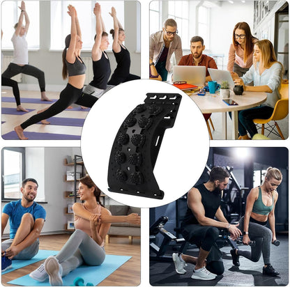 Back Stretcher - Lumbar Spine Relaxer, 4-Level Adjustable Relaxation Board | Yoga Back Stretcher | Scoliosis Massager Device with Black Massage Head for Muscle Alignment Cracking Lower Påin Ŕelief Ho