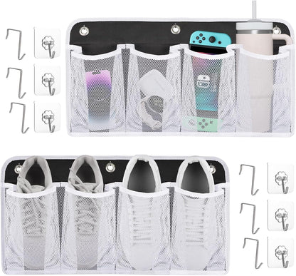 RV Shoe Storage for Bedside - 16 Extra Large Pocket Entryway Shoes Rack | Wall Mounted Bed Hanging Pocket Organizer, Bedside Caddy for Shoes and Tool Accessories, RV & Camper Essentials 2 Pack