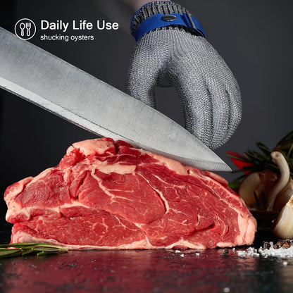 ANSI A9 Cut Resistant Glove, Food Grade Stainless Steel Mesh Metal Glove, Suitable for Mandoline, Kitchen Cooking,Butcher Meat Cutting and Oyster Shucking(Large Size)