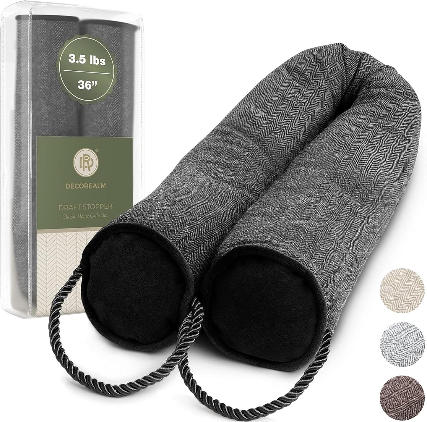 Under Door Draft Stopper and Blocker, Draft Guard for Doors and Windows, Decorative Fabric Cylinder Blocker Provides Weighted Door Insulation by DECOREALM (Beige, 36 Inches)