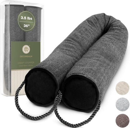 Under Door Draft Stopper and Blocker, Draft Guard for Doors and Windows, Decorative Fabric Cylinder Blocker Provides Weighted Door Insulation by DECOREALM (Beige, 36 Inches)