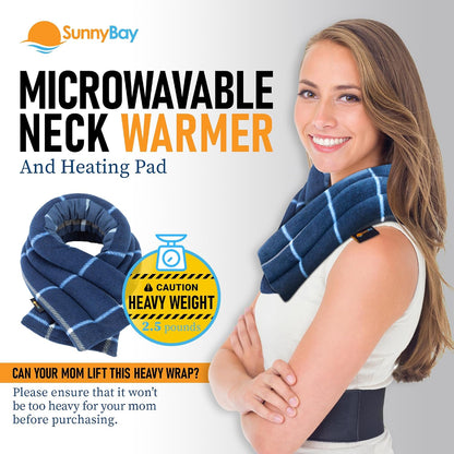 SunnyBay Lavender Microwave Heating Pad, 26" Long Microwavable Neck Wrap & Heat Pack for Moist Hot Therapy, Heated Neck Warmer for Neck, Shoulder & Back Pain Relief, Flaxseed Filling, 26x6, Purple