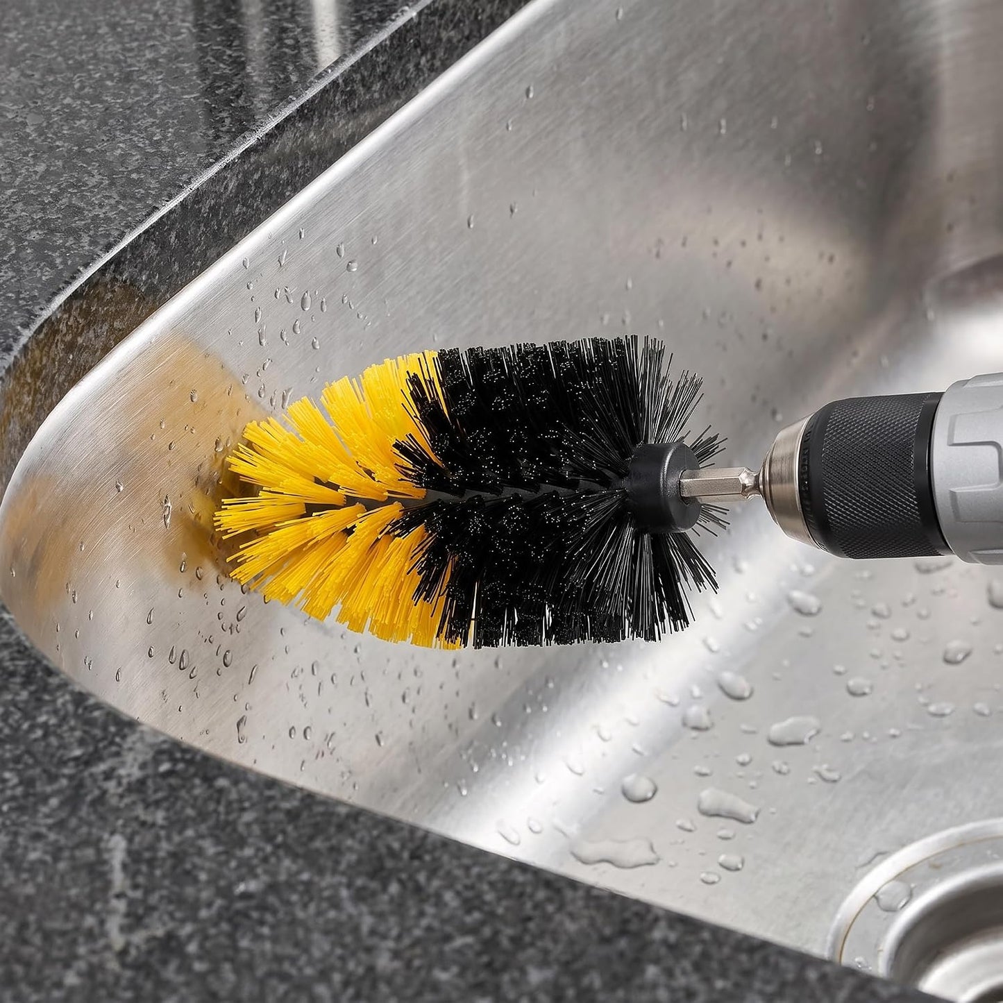 2 Pack 1/4″ Corner Drill Brush Attachments for Cleaning Tile Grout Corners | Sinks, Bathtub & Kitchen Surfaces, Hex Shank Power Scrubber Brush for Drill, Nylon Bristles, Tapered Cone Design