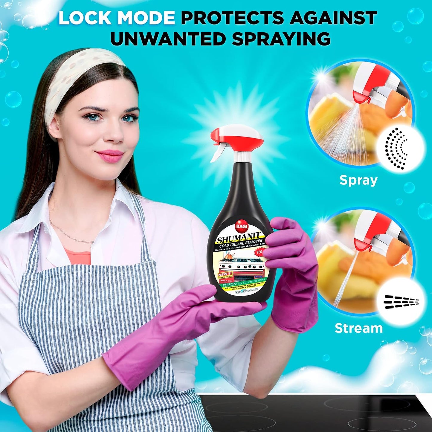SHUMANIT - Cold Grease Remover. Spray for The immediate Removal of Stubborn and Burnt fats/Grease