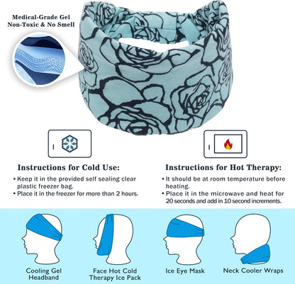 Crimmy Migraine Relief Cap, Headache Ice Pack Headband, Cold Face Eye Mask