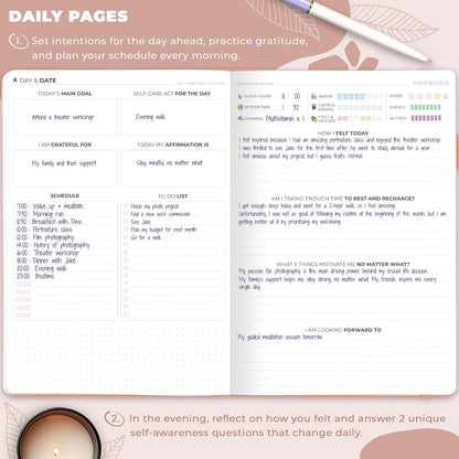 Clever Fox Self-Care Journal for Women, Daily Planner 5.8x8.3 Aquamarine | 3-month mental health journal, habit tracker, wellness journaling supplies for women & teen girls, gratitude & mood log