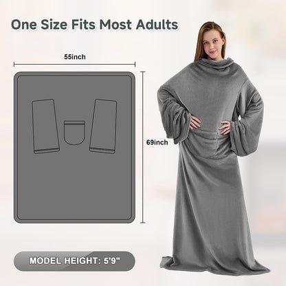 IFNOW Fleece Wearable Blanket with Sleeves, Oversized Snuggle Robe