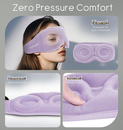 Sleep Mask with Headphones Bluetooth 5.4, TOPOINT 3D Eye Mask Blackout with Soft Bamboo Cotton for Side Sleepers Women Men, Sleep Headphones Earphones HD Speaker Microphone for Travel Meditation Gift