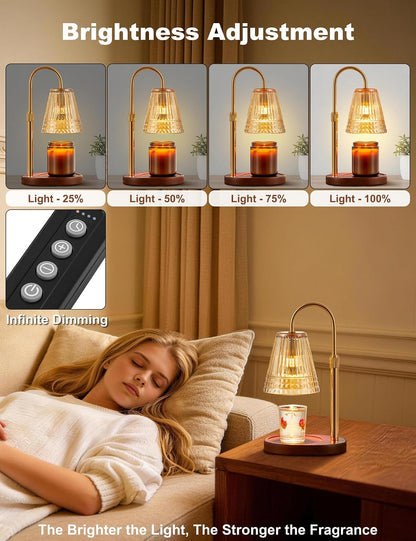 Candle Warmer Lamp with Timer Dimmer, Flameless Candle Warmer for Jar Candles, Height Adjustable Wax Warmer, House Warming Gifts New Home Decor, Birthday Gifts for Women (2 Bulbs Included)