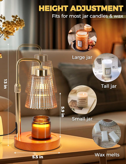 Silver Gray Candle Warmer Lamp with 24h Cycle Timer, Dimmable Wax Warmer