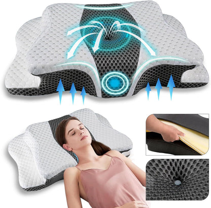 Pain Relief Cervical Pillow for Neck Support, Adjustable Ergonomic Pillow | Cozy Sleeping, Odorless Orthopedic Memory Foam Pillow, Contour Bed Pillow for Side Back Stomach Sleeper