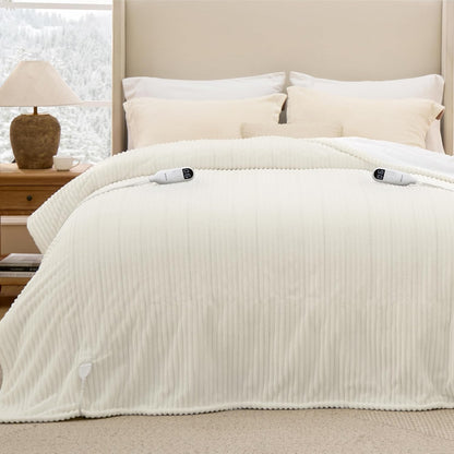 Bedsure GentleSoft Heated Blanket Throw - Soft Ribbed Flannel Electric Blanket, Gifts for Grandma (50x60 inches, Grey)