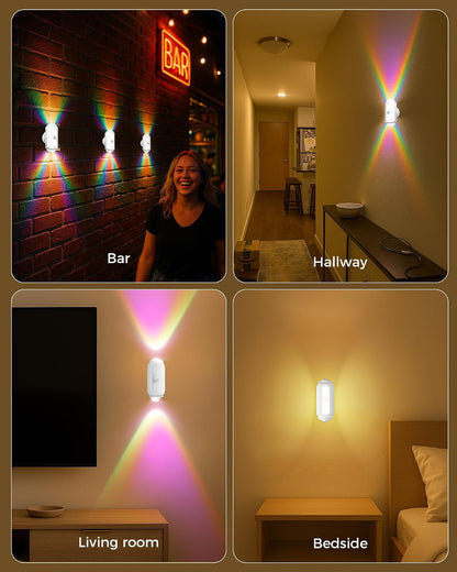 Motion Sensor Wall Light, Rechargeable Peel and Stick on Sconce Set of 2