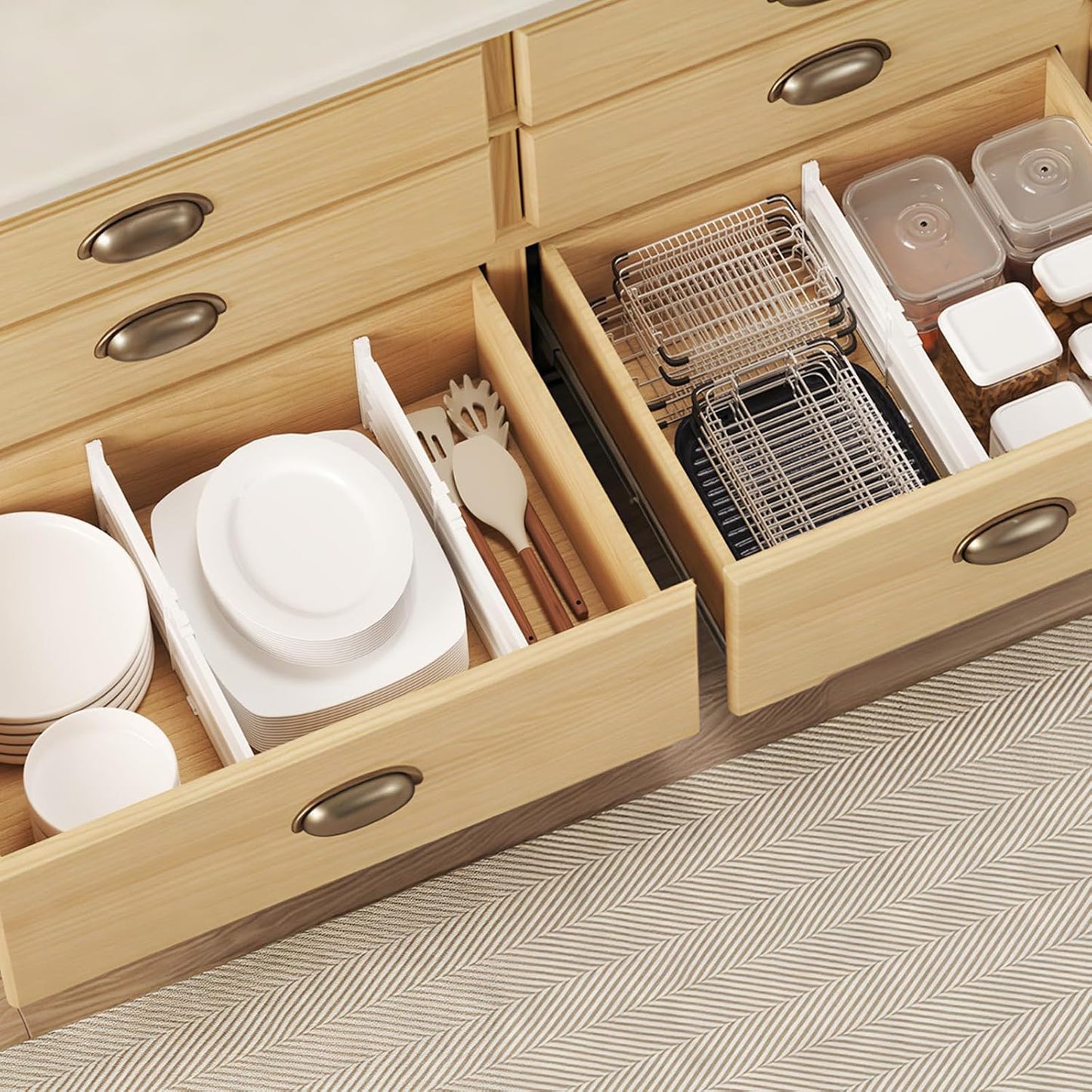 Lifewit 8" Tall Drawer Dividers, Adjustable Deep Drawer Organizer Clothes | 4 Pack 13.8"-22.2" Expandable White Plastic Separators for Dresser, Kitchen, Cabinet, Closet, Office Organization & Storage