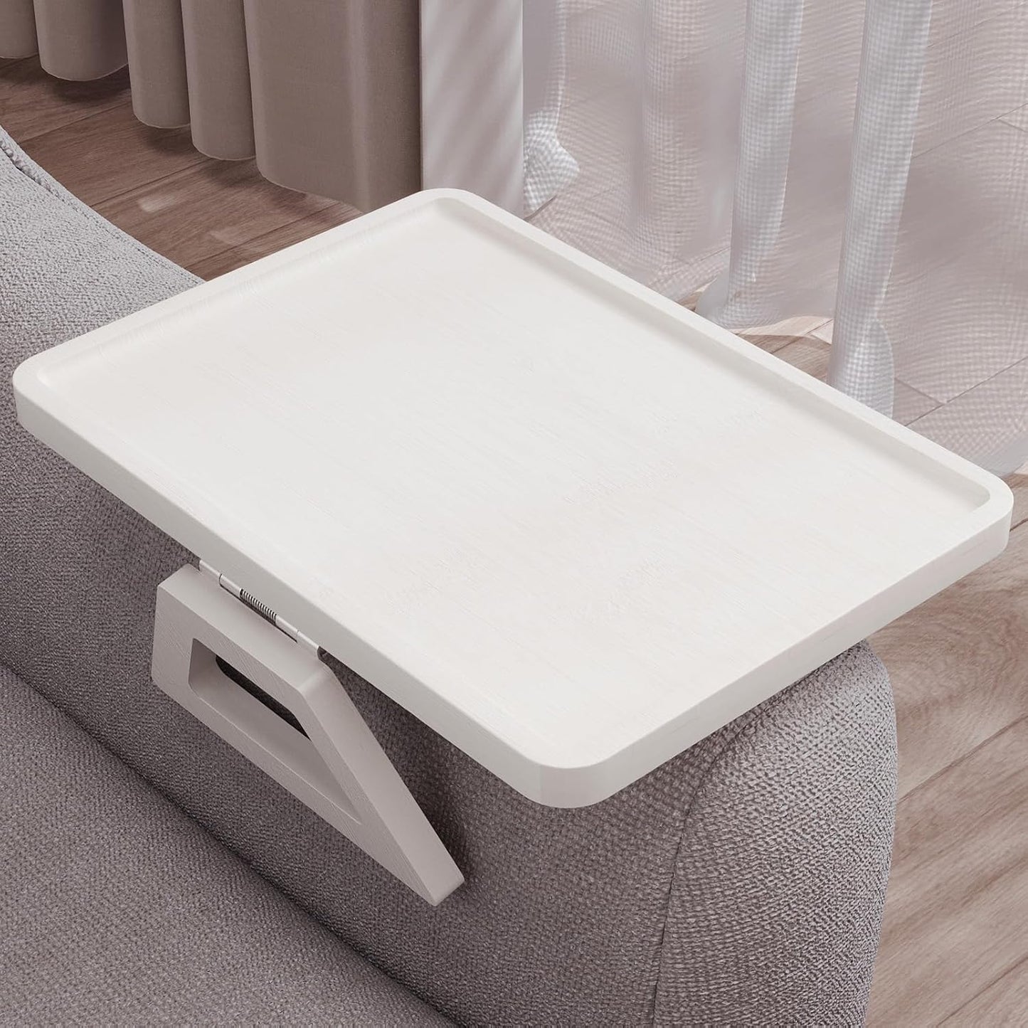 Couch Arm Tray,Bamboo Folding Sofa Tray,Sofa Armrest Trays Clip-On Couch Desk for Drinks,Snacks,Phone,Remote Control（Black）
