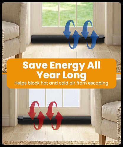 Everlasting Comfort 2 Sided Door Draft Stopper for Bottom of Door - Keeps Cold Air in & Heat Out, 100% Sound Proofing Strip Gap Filler, Quick Install Noise Blocker Sweep for Home - Fits 30"- 36" W