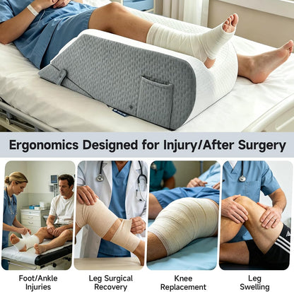 Leg Elevation Pillow for After Surgery, Adjustable 4 Heights & 2 Slopes, Knee Replacement Aid for Hip, Ankle, Knee & Leg Swelling & Pain Relief, Improves Blood Circulation – Single Leg, Patent Pending