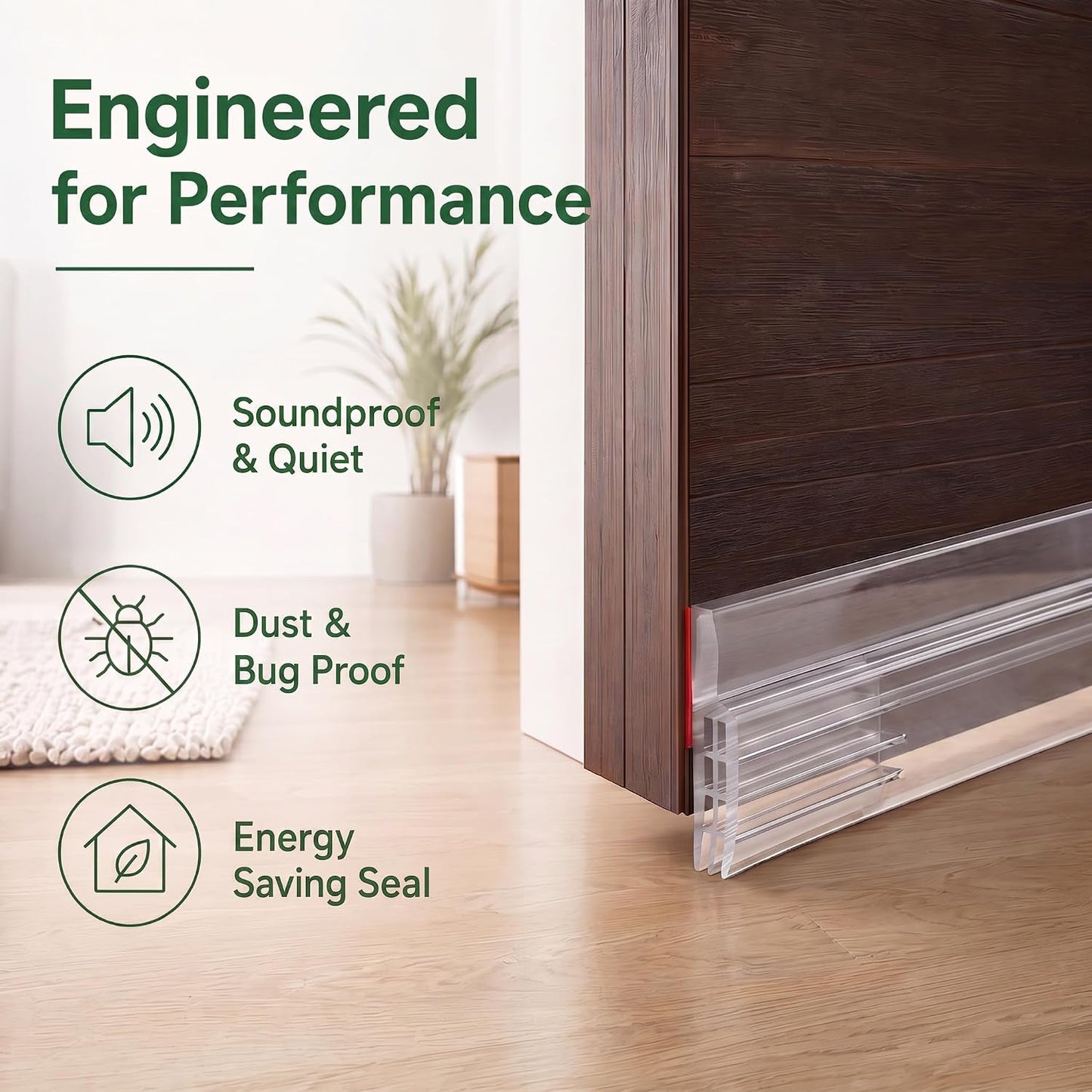 Suptikes Door Draft Stopper Under Door Sweep for Exterior & Interior Doors, Weather Stripping Door Seal, Strong Adhesive Door Sweep Soundproof Weather Stripping, 2" W x 39" L, White