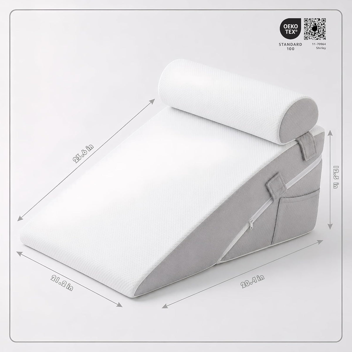Bed Wedge Pillow, Foam Wedge Pillow for Sleeping, Reading, Sitting Up and Leg Elevation, 2 Piece Wedge Pillow Set