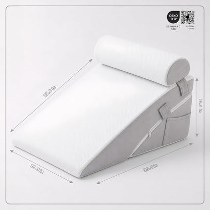 Bed Wedge Pillow, Foam Wedge Pillow for Sleeping, Reading, Sitting Up and Leg Elevation, 2 Piece Wedge Pillow Set
